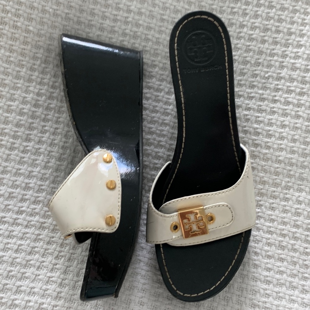 Tory Burch platform slides with wedge heel 7.5
